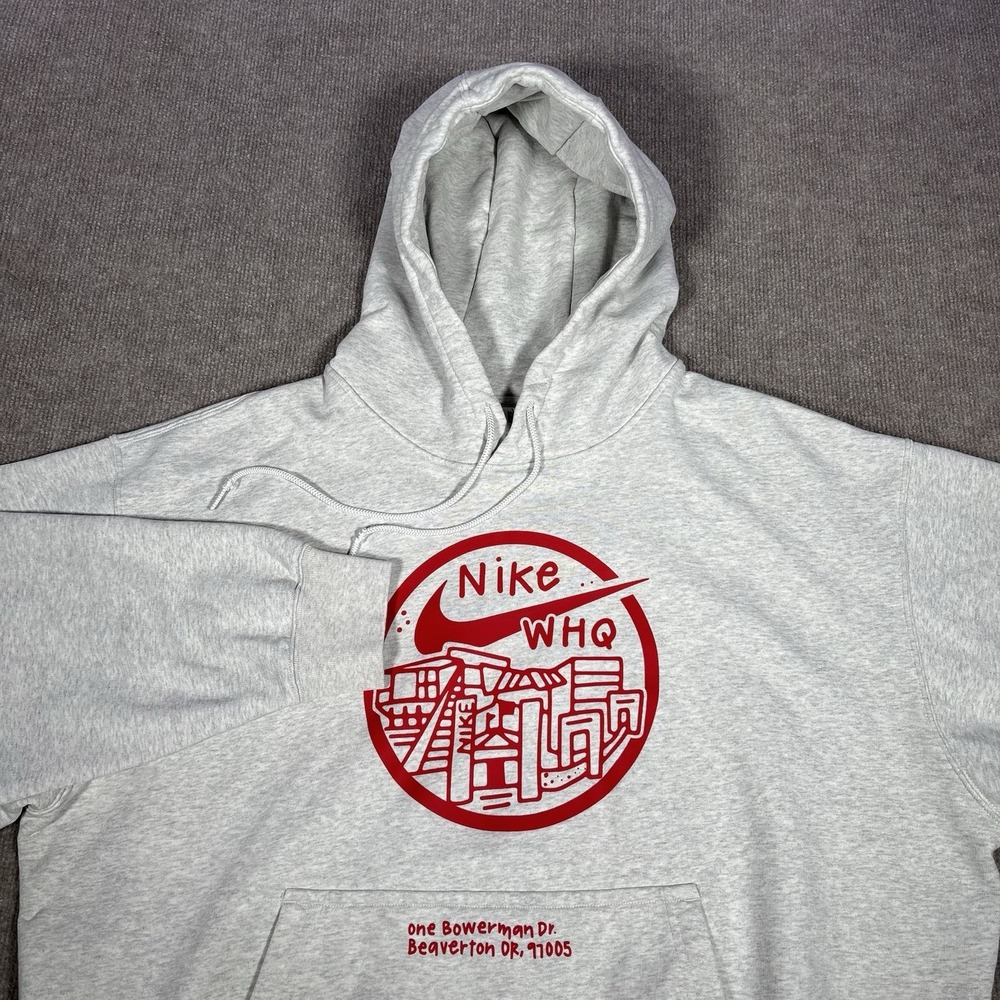 Nike WHQ Hoodie Sweatshirt Mens XL Gray‎ World Headquarters Heavyweight Employee